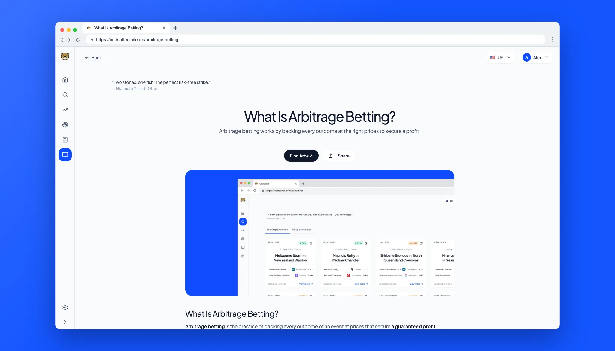 Arbitrage betting article screenshot